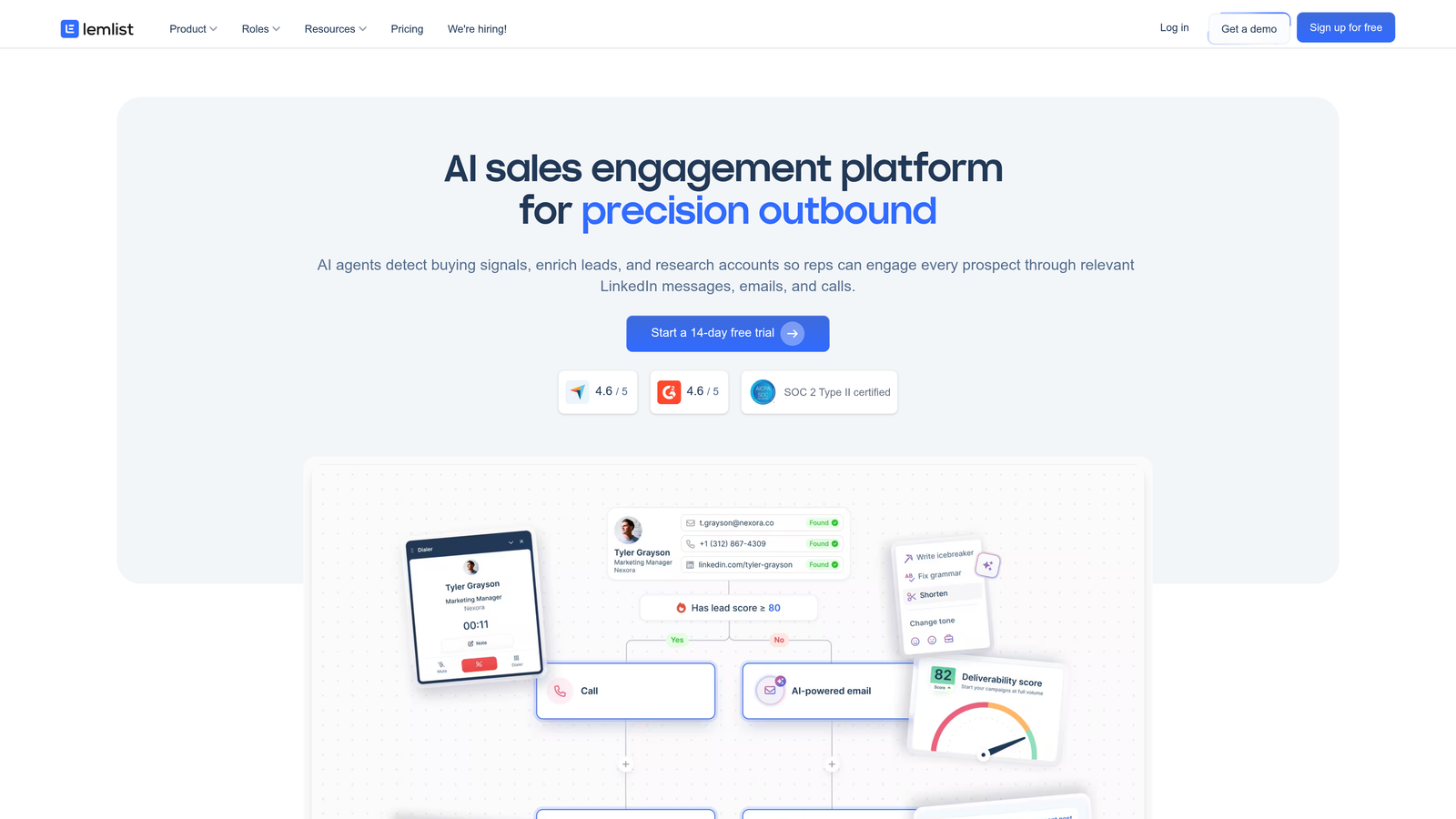 Screenshot of Lemlist website