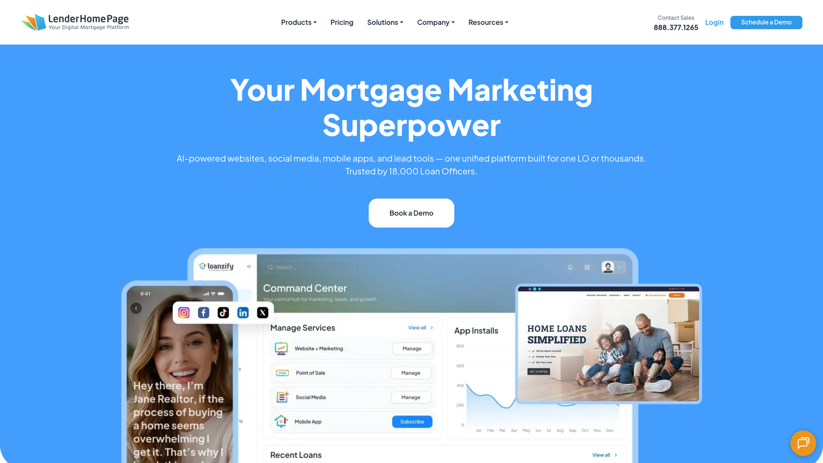 Screenshot of LenderHomePage website