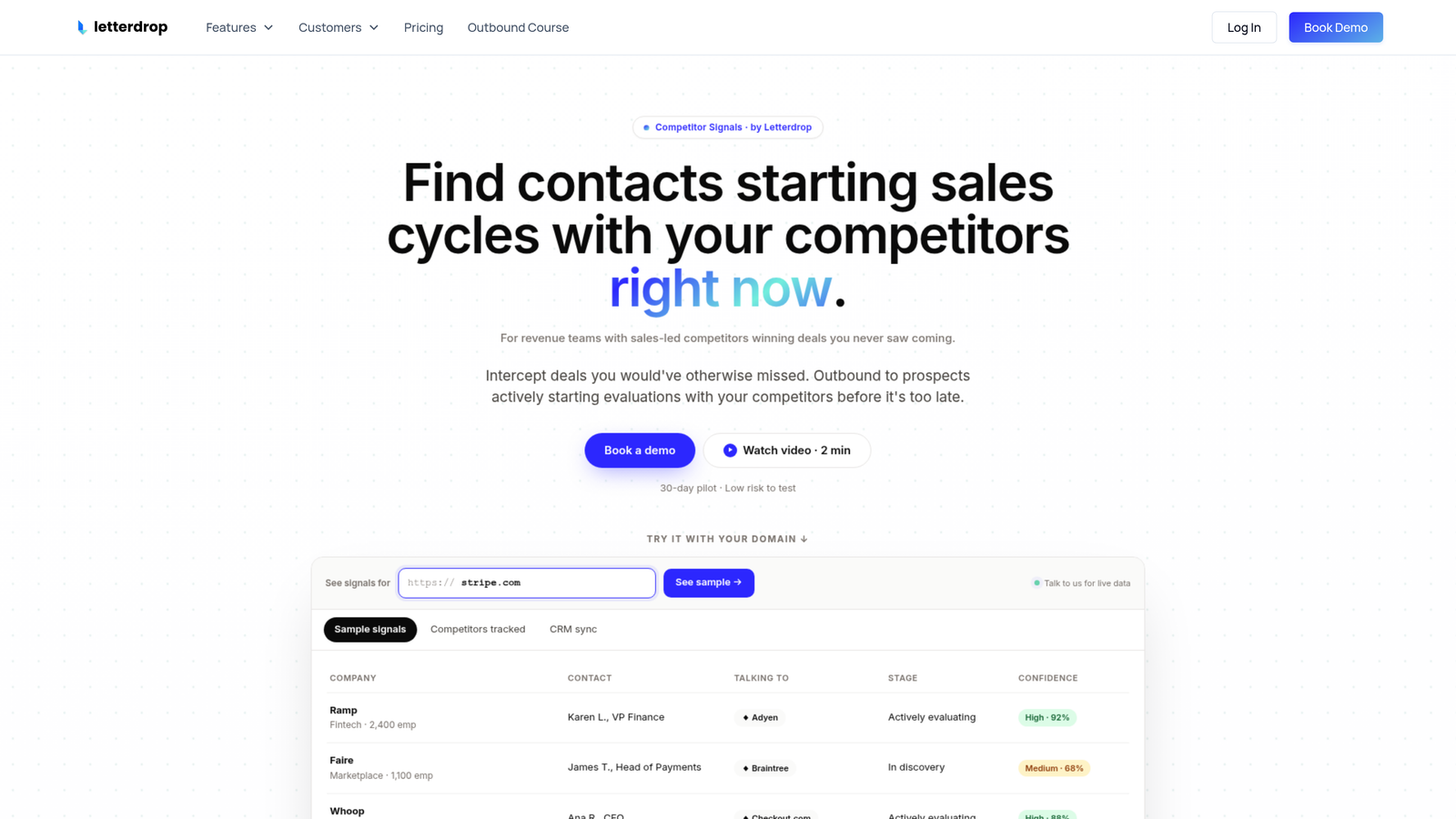 Screenshot of Letterdrop website
