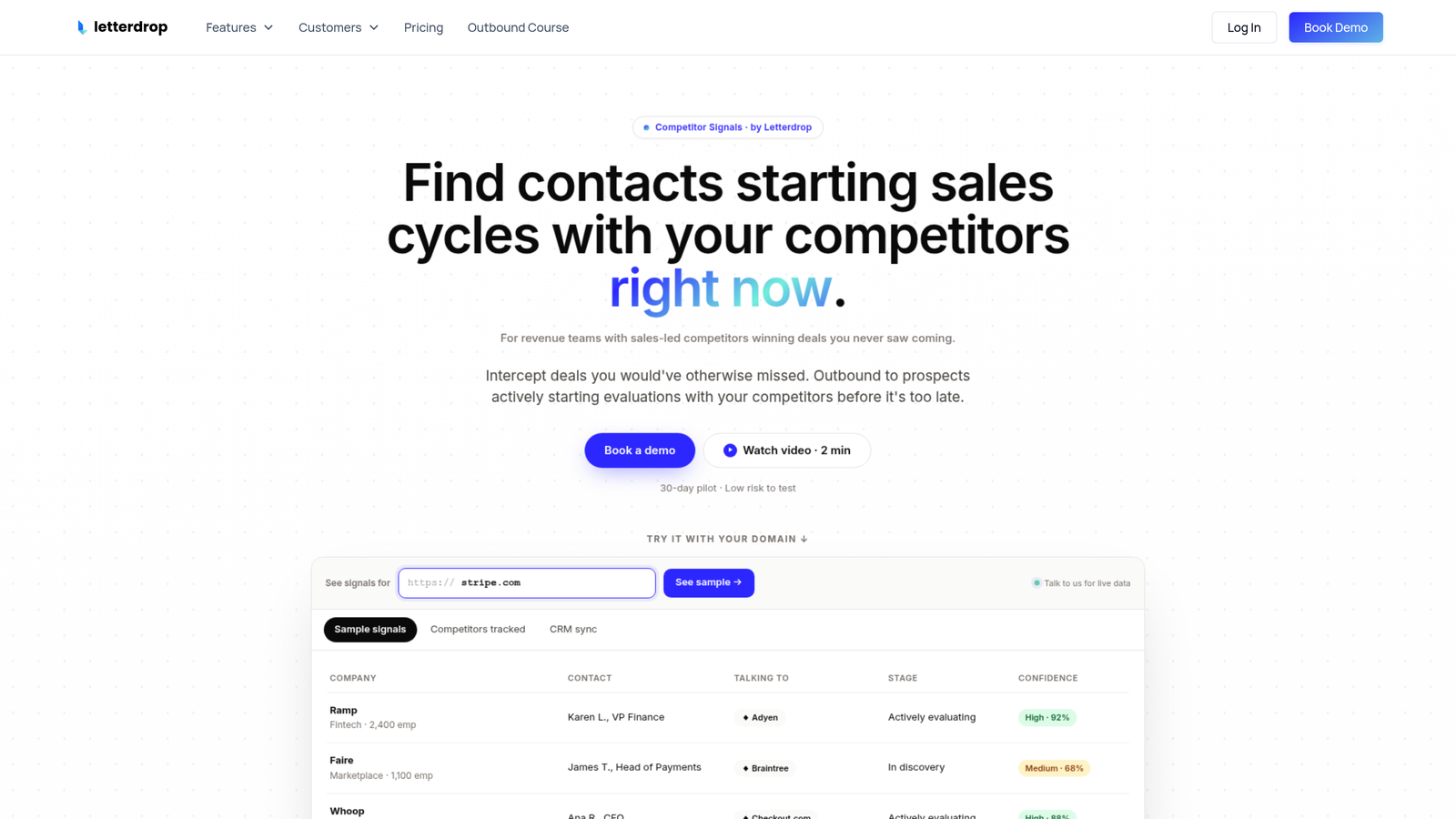 Screenshot of Letterdrop website