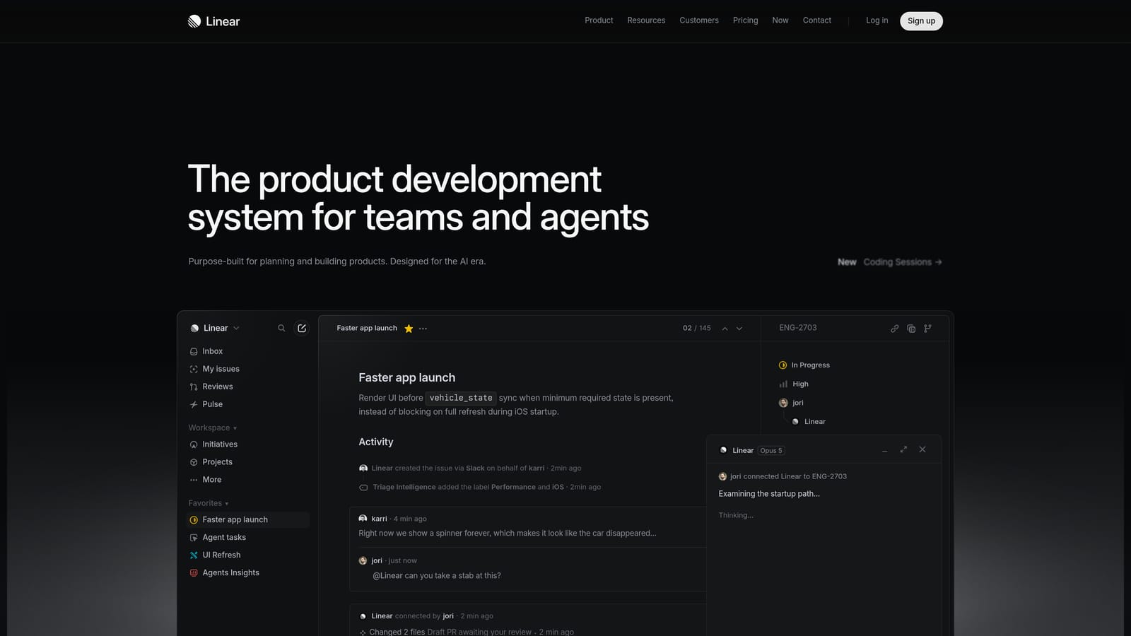 Screenshot of Linear website