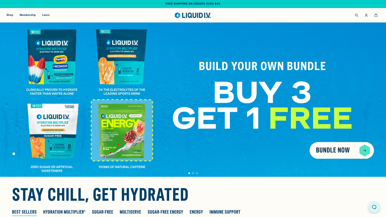 Screenshot of Liquid I.V. Hydration Multiplier website
