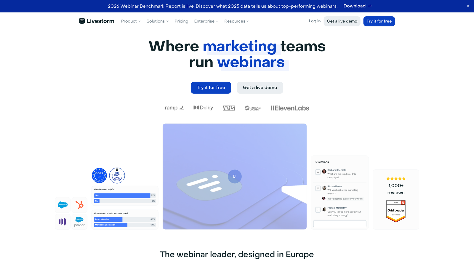 Screenshot of Livestorm website