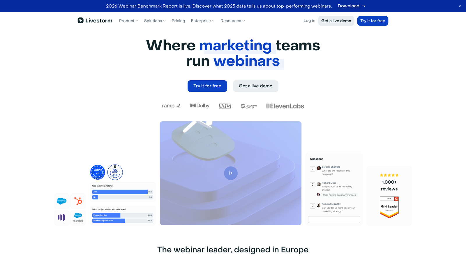 Screenshot of Livestorm website