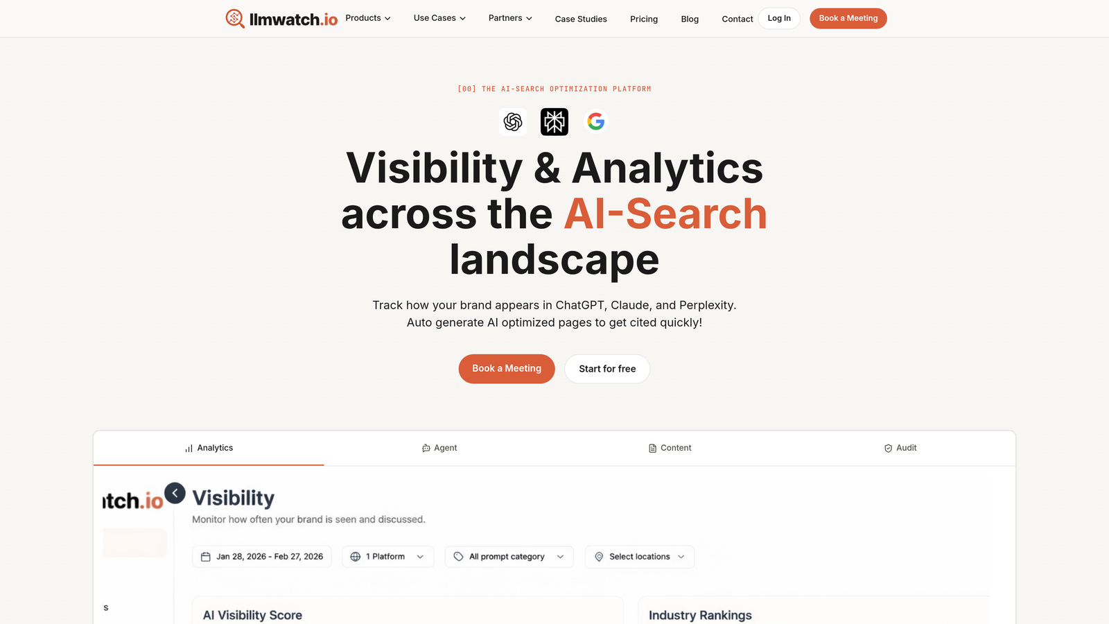Screenshot of LLMWatch website