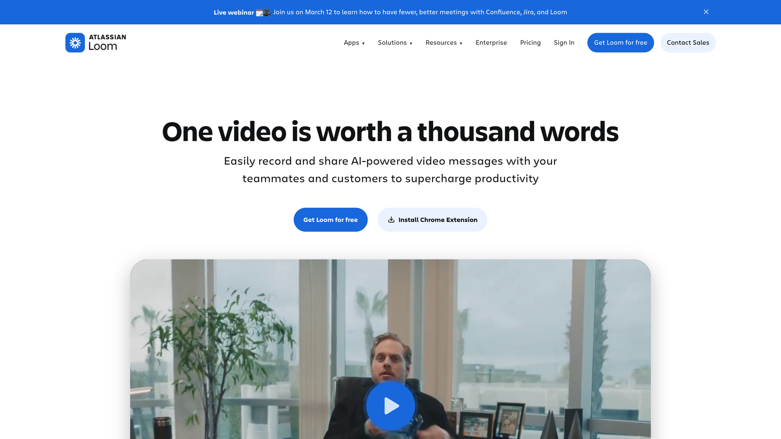 Screenshot of Loom website