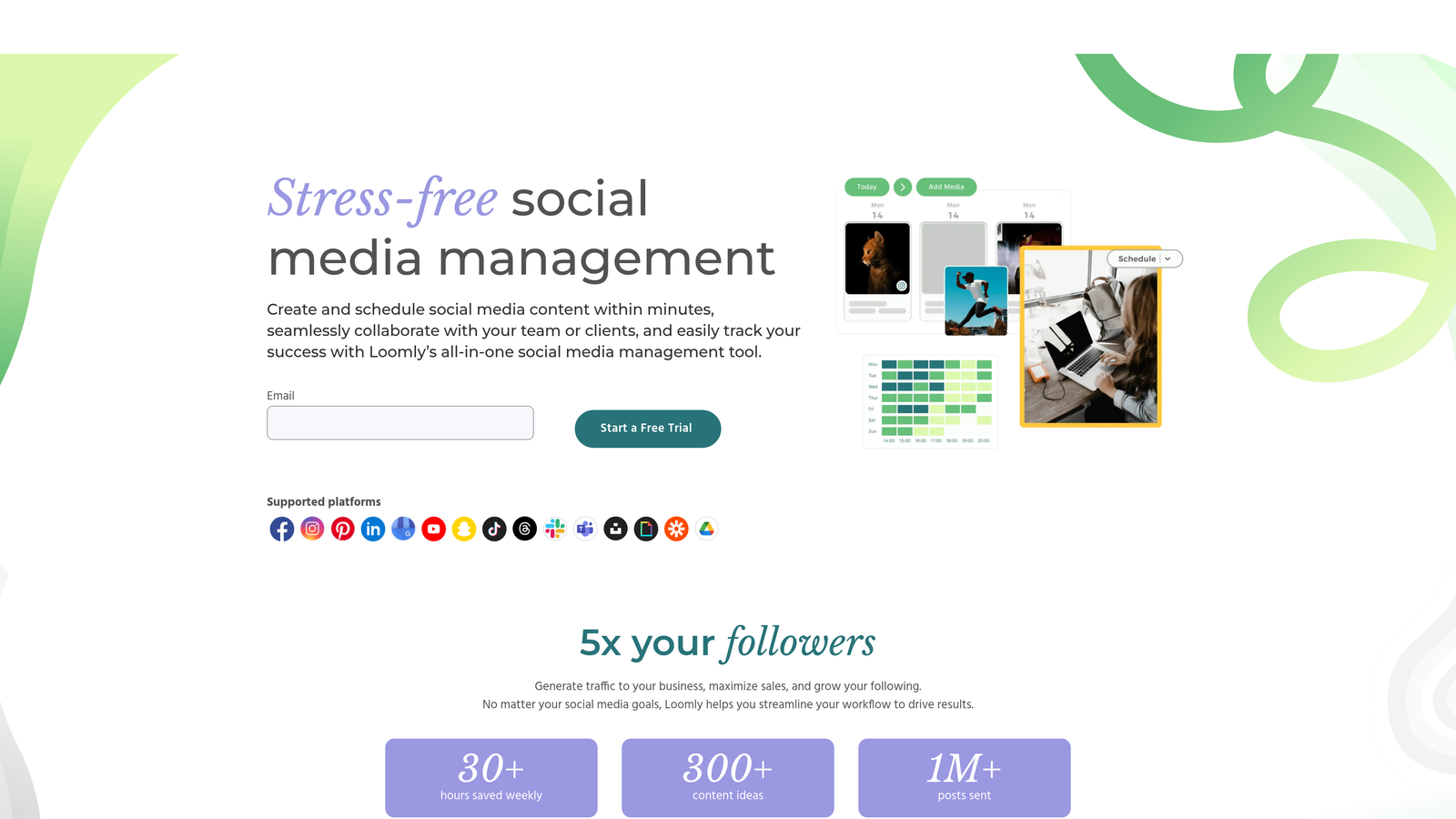 Screenshot of Loomly website homepage