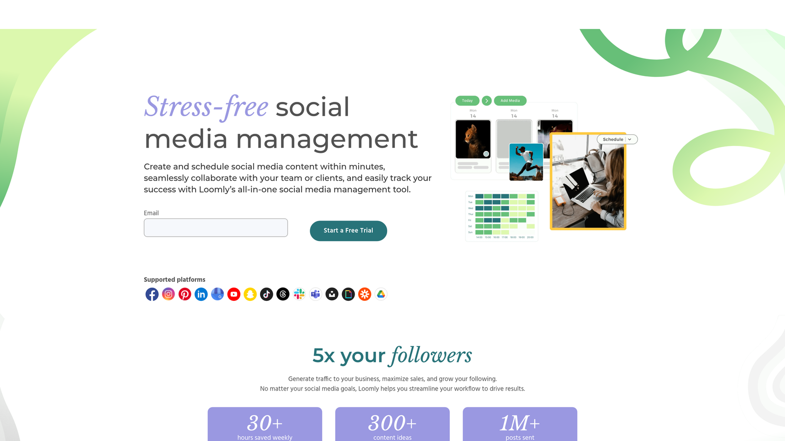 Screenshot of Loomly website