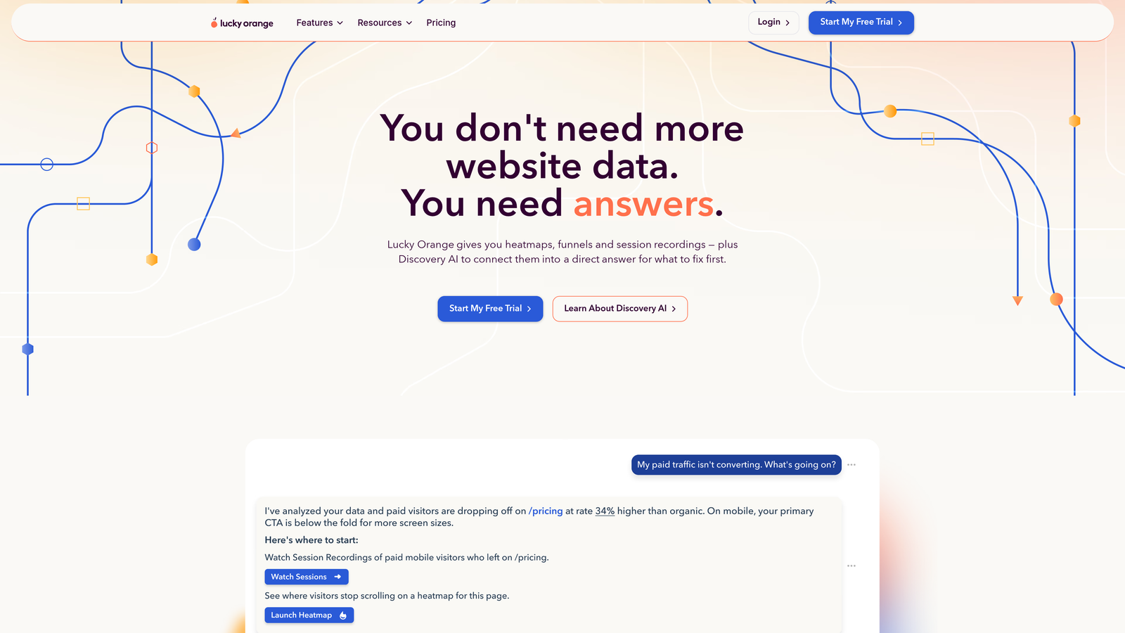 Screenshot of Lucky Orange website