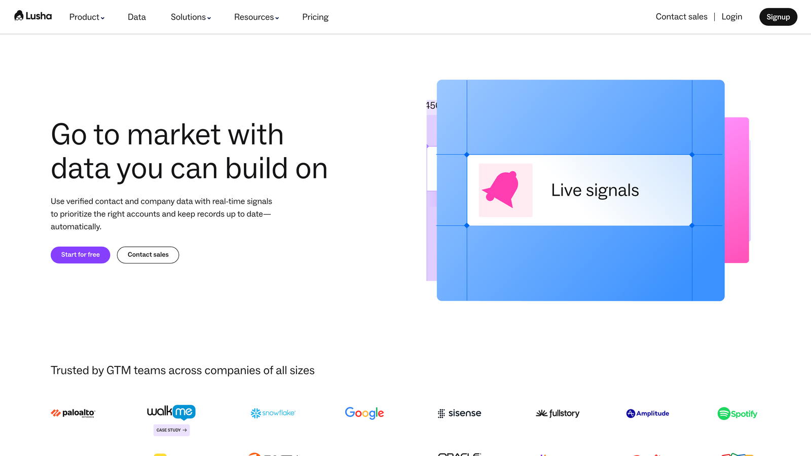 Screenshot of Lusha website