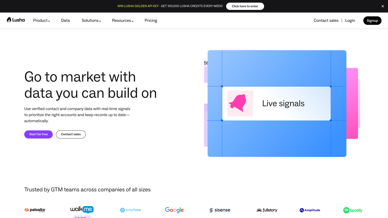 Screenshot of Lusha website