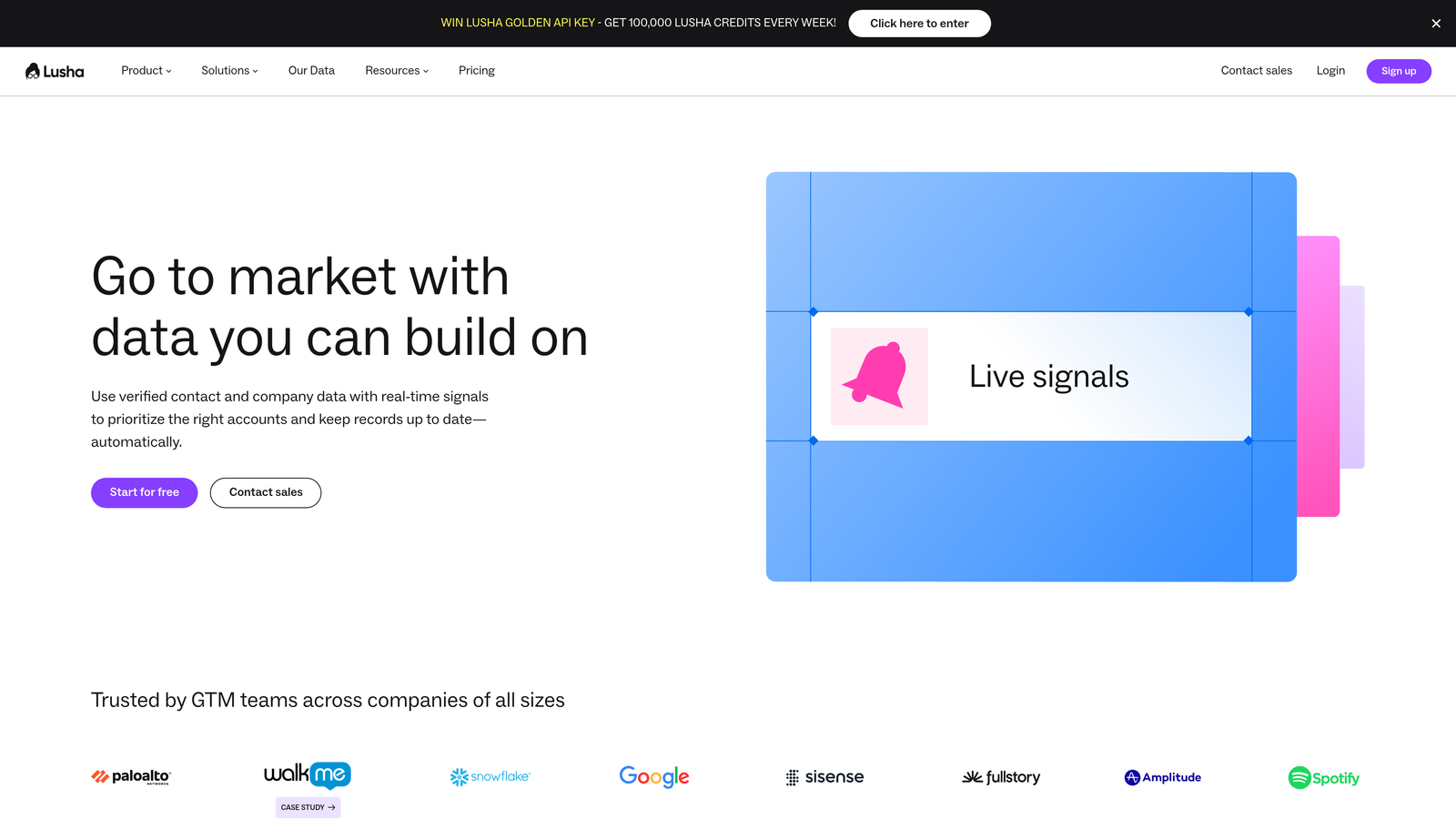 Screenshot of Lusha website