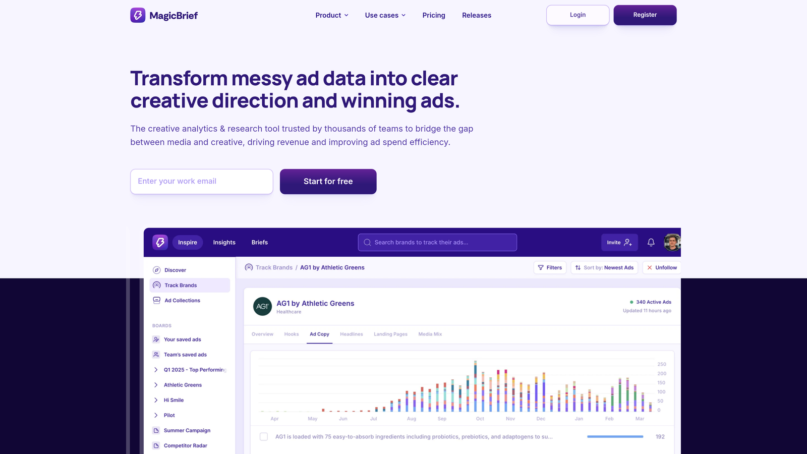 Screenshot of MagicBrief website