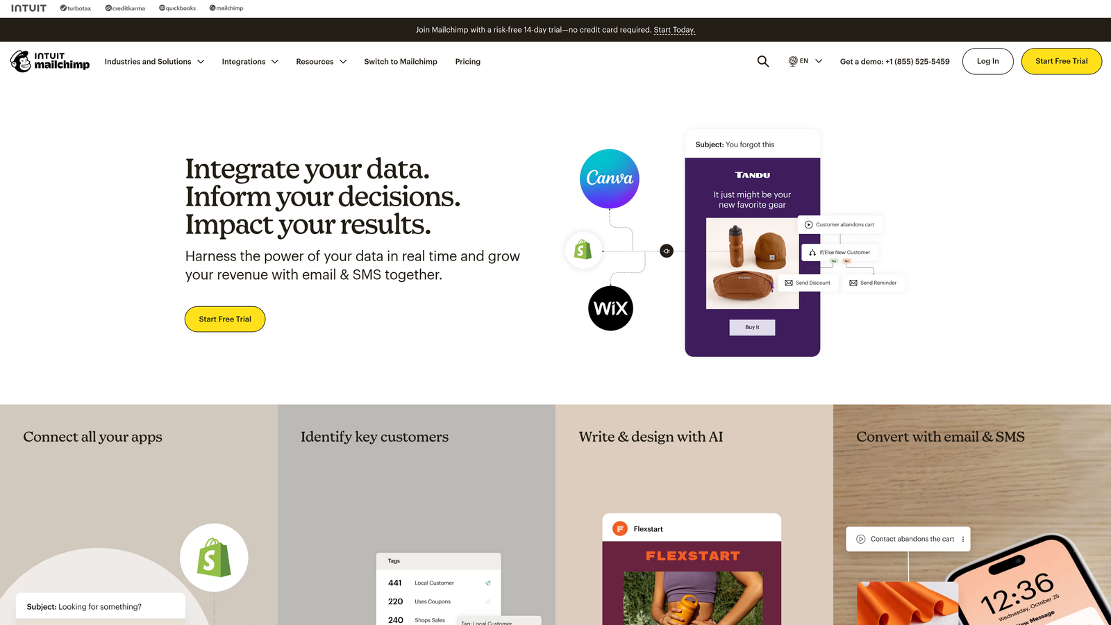 Screenshot of Mailchimp website