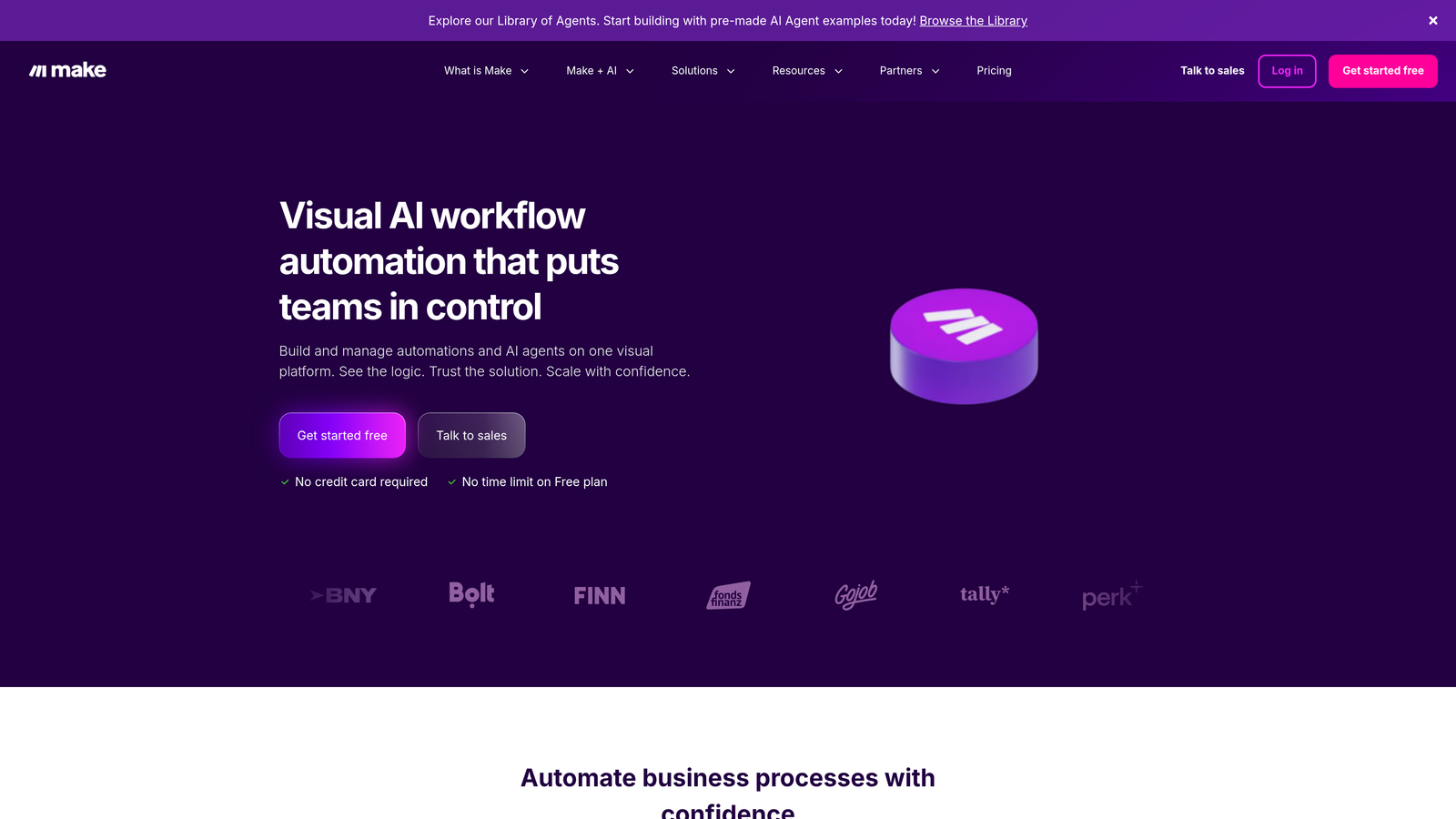 Screenshot of Make (formerly Integromat) website
