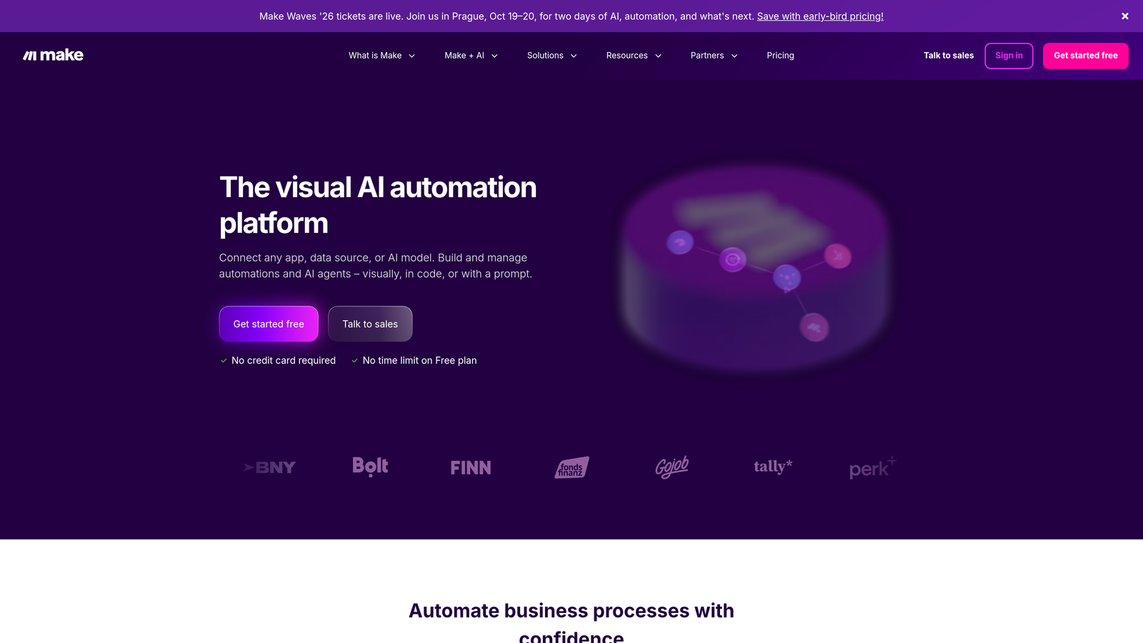 Screenshot of Make (formerly Integromat) website