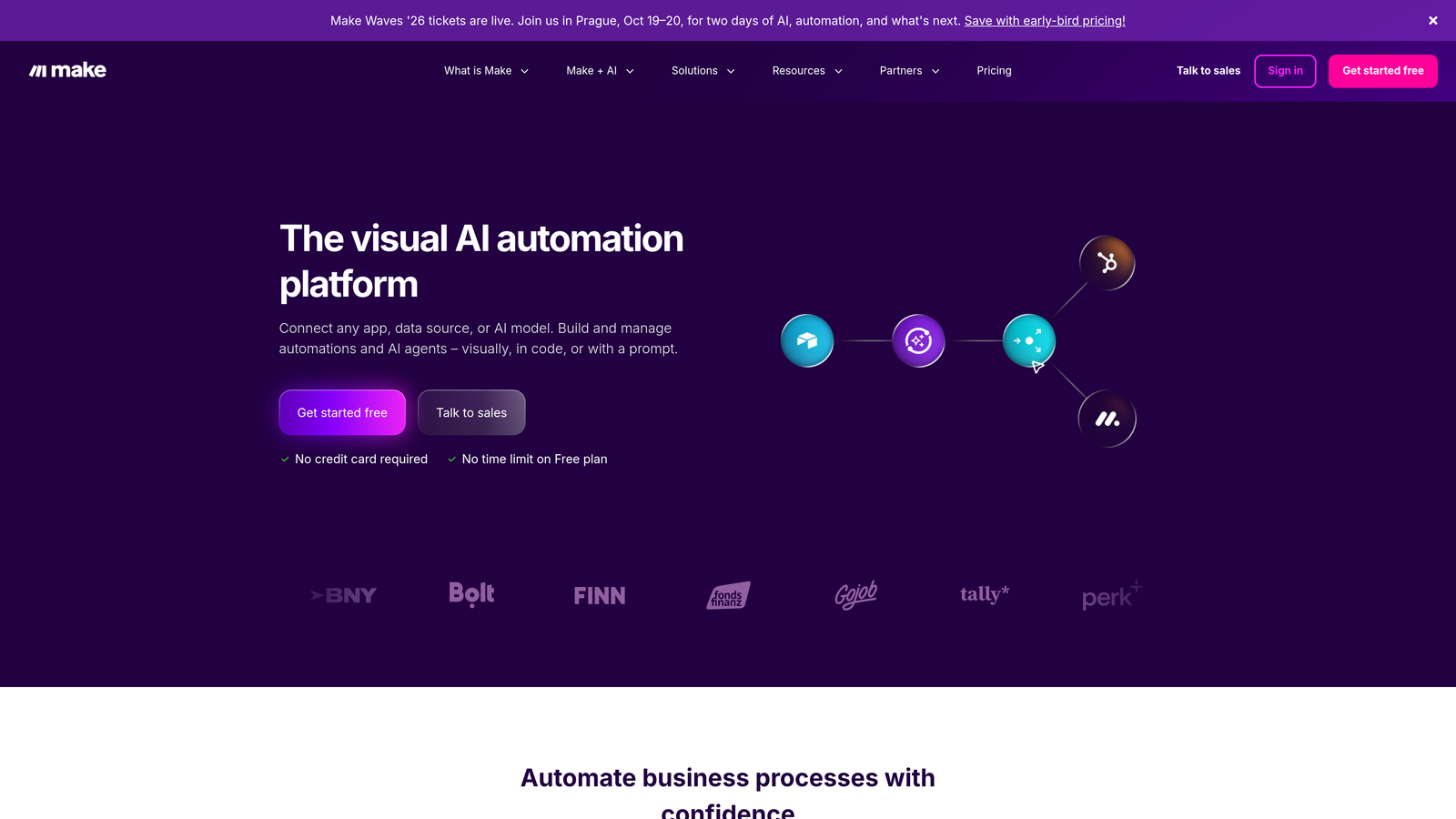 Screenshot of Make (formerly Integromat) website