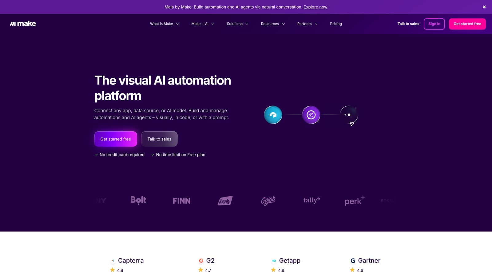 Screenshot of Make.com website