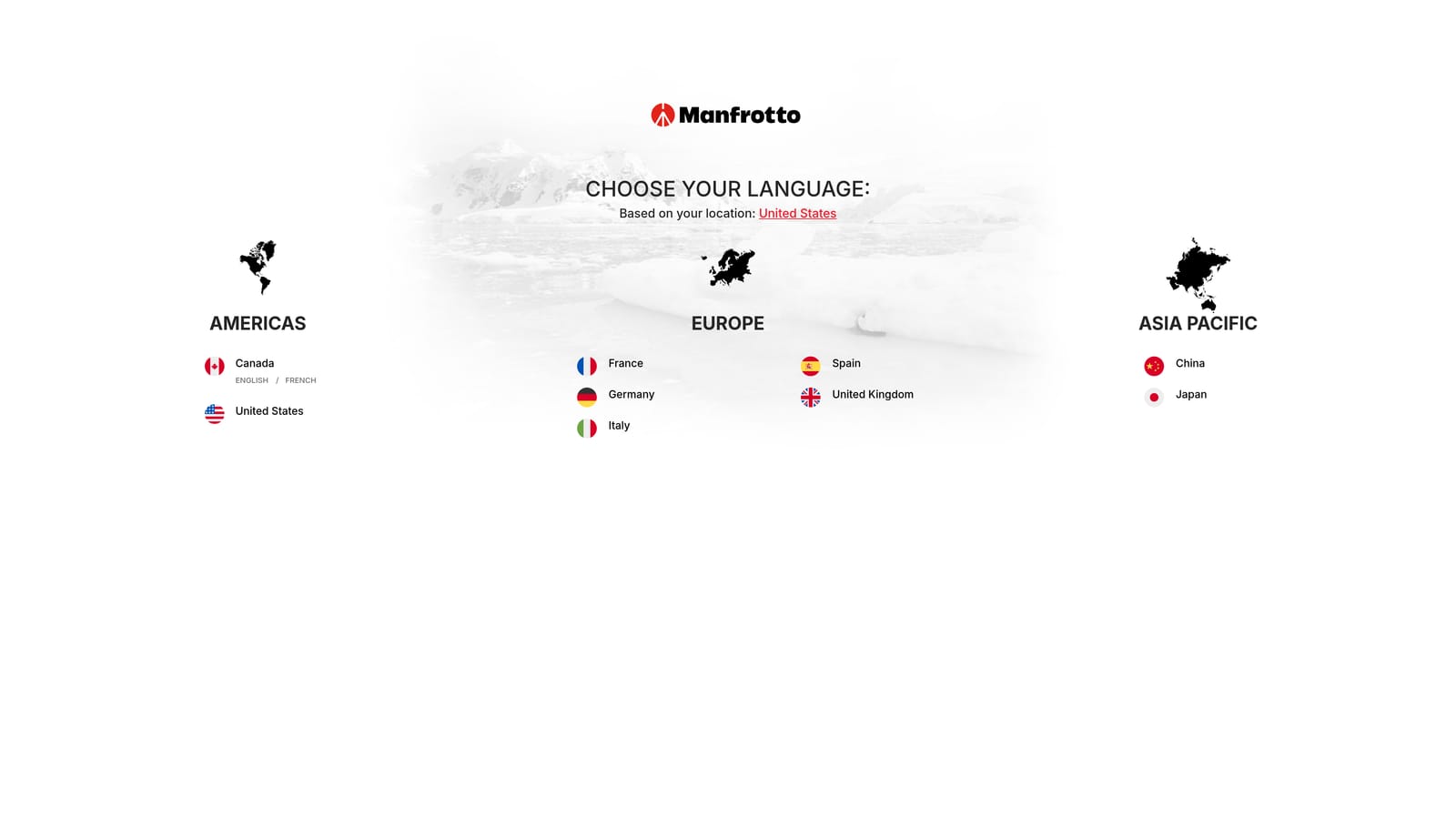 Screenshot of Manfrotto Befree Live Tripod website