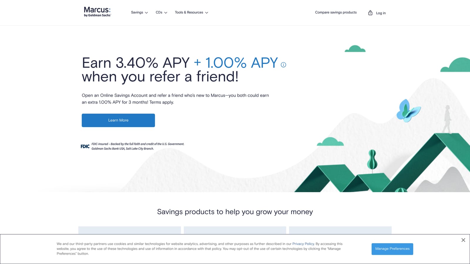 Screenshot of Marcus by Goldman Sachs Online Savings Account website
