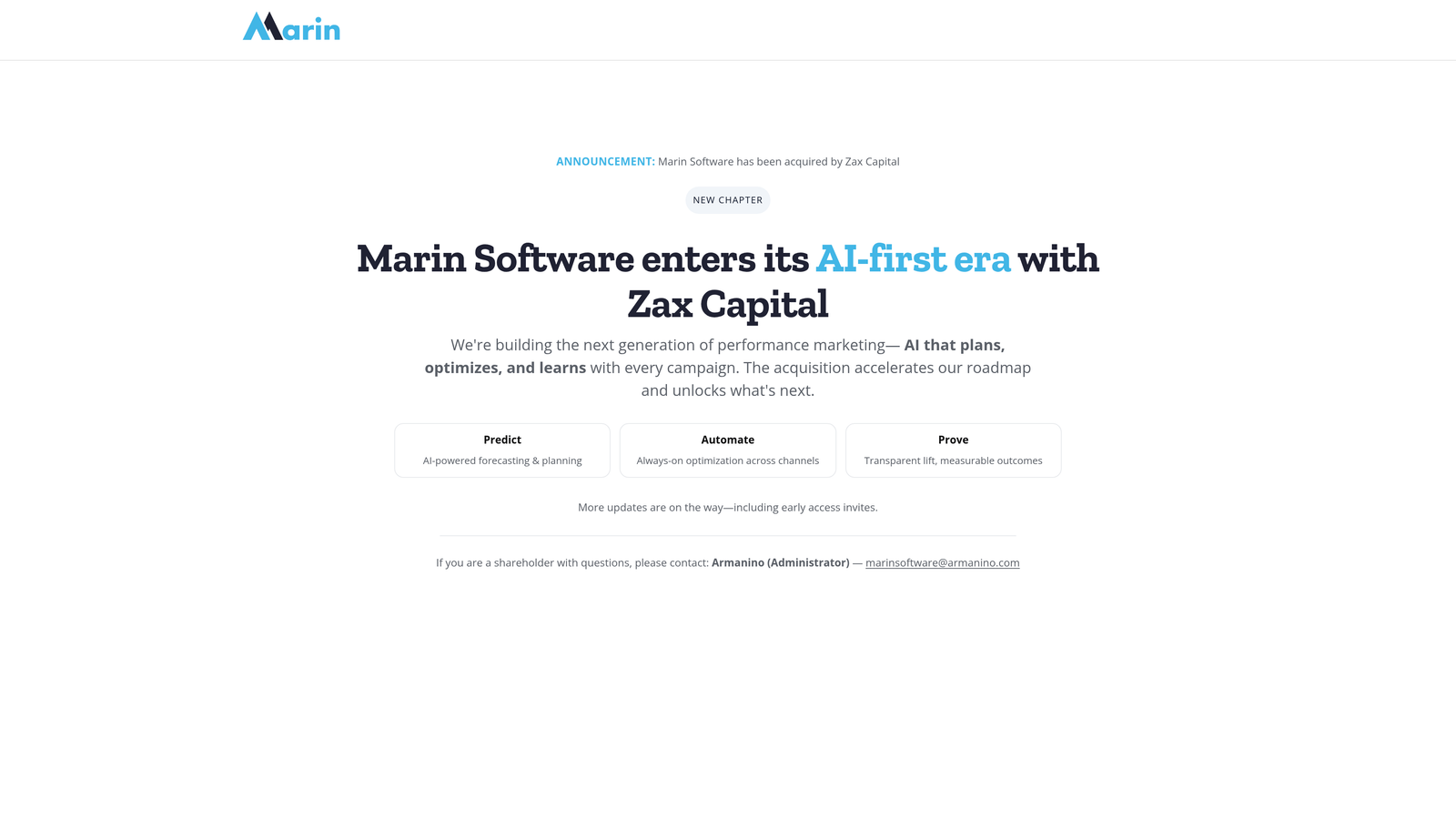 Screenshot of Marin Software website