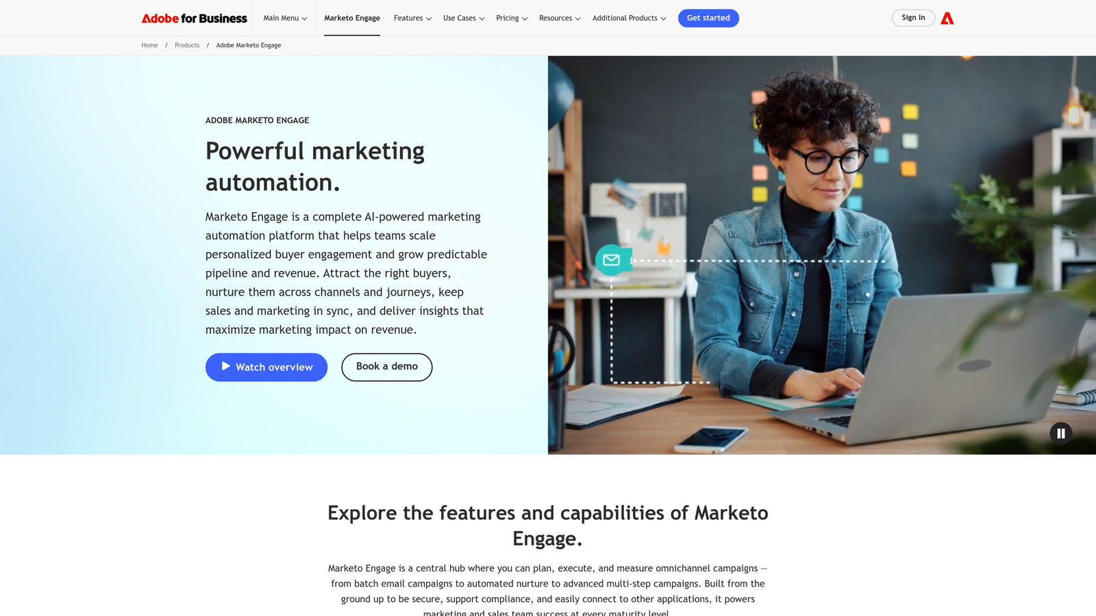 Screenshot of Marketo Engage website