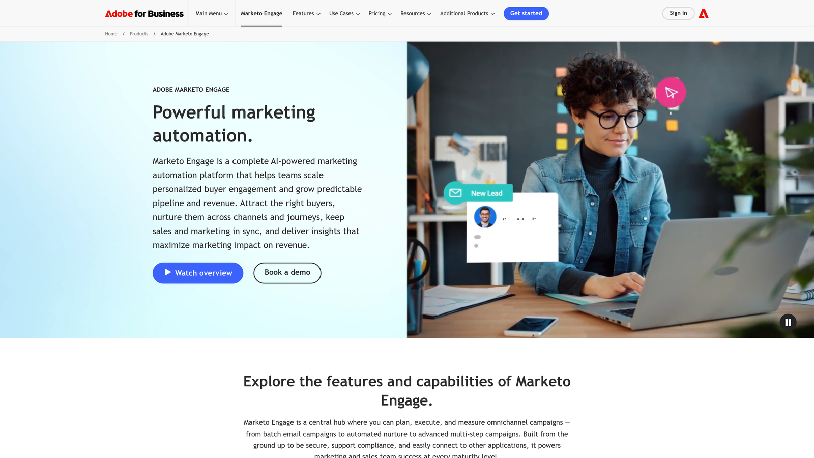 Screenshot of Marketo Engage website