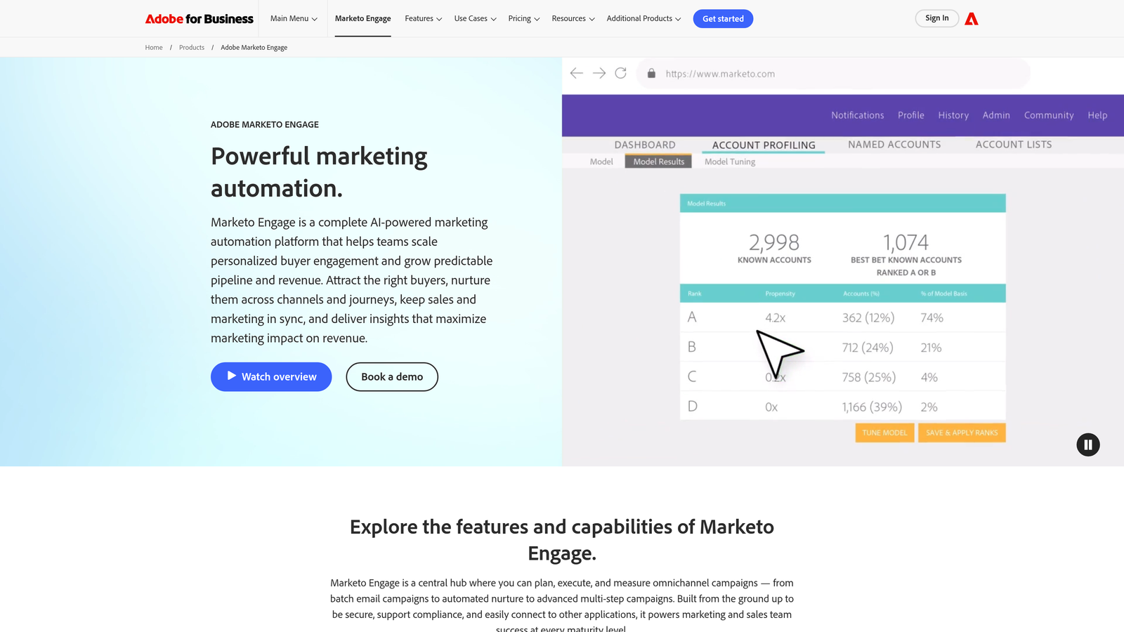 Screenshot of Marketo Engage website