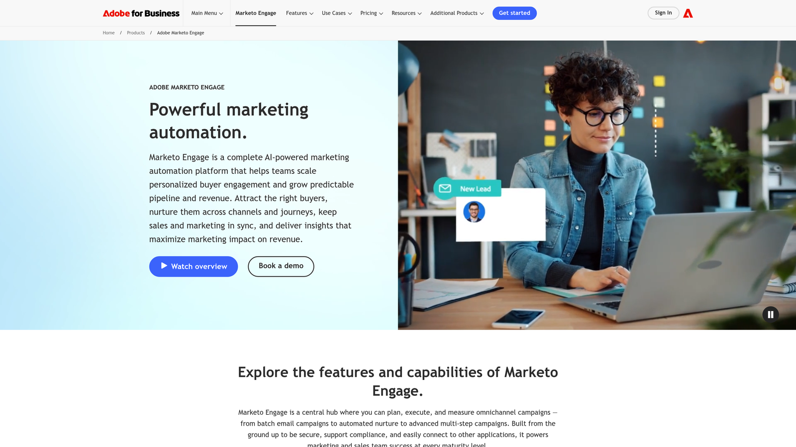 Screenshot of Marketo Engage website