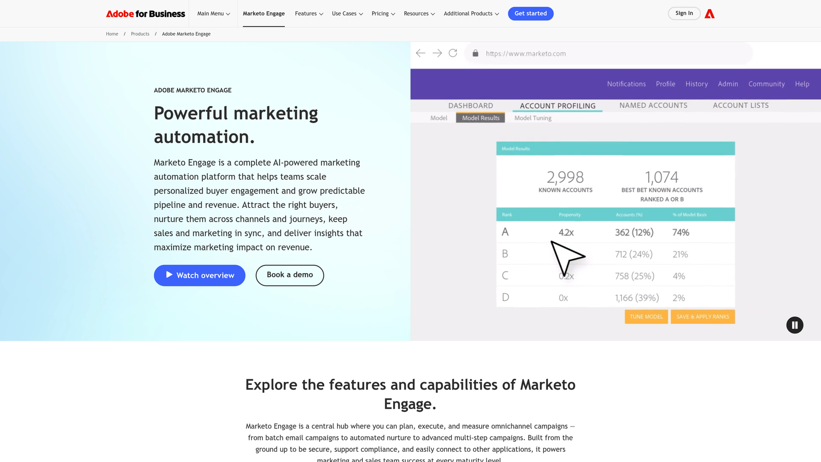 Screenshot of Marketo Engage website