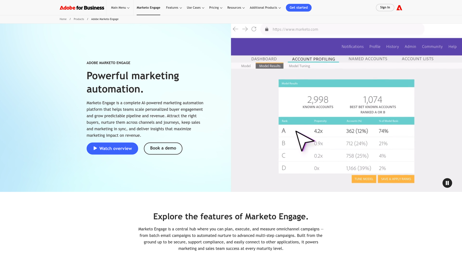 Screenshot of Marketo Engage website