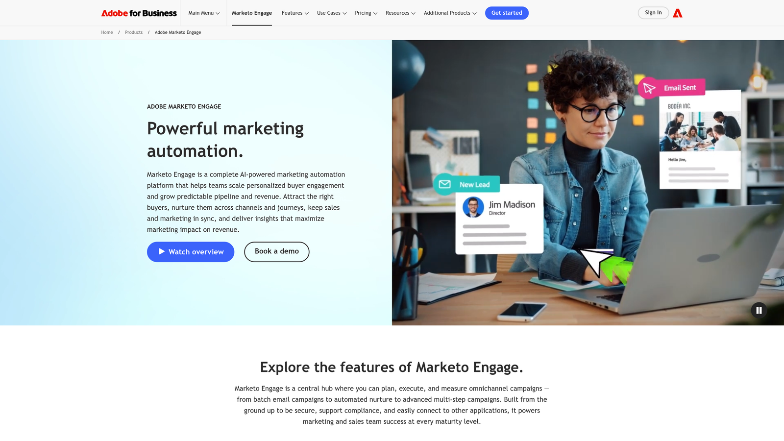 Screenshot of Marketo Engage website