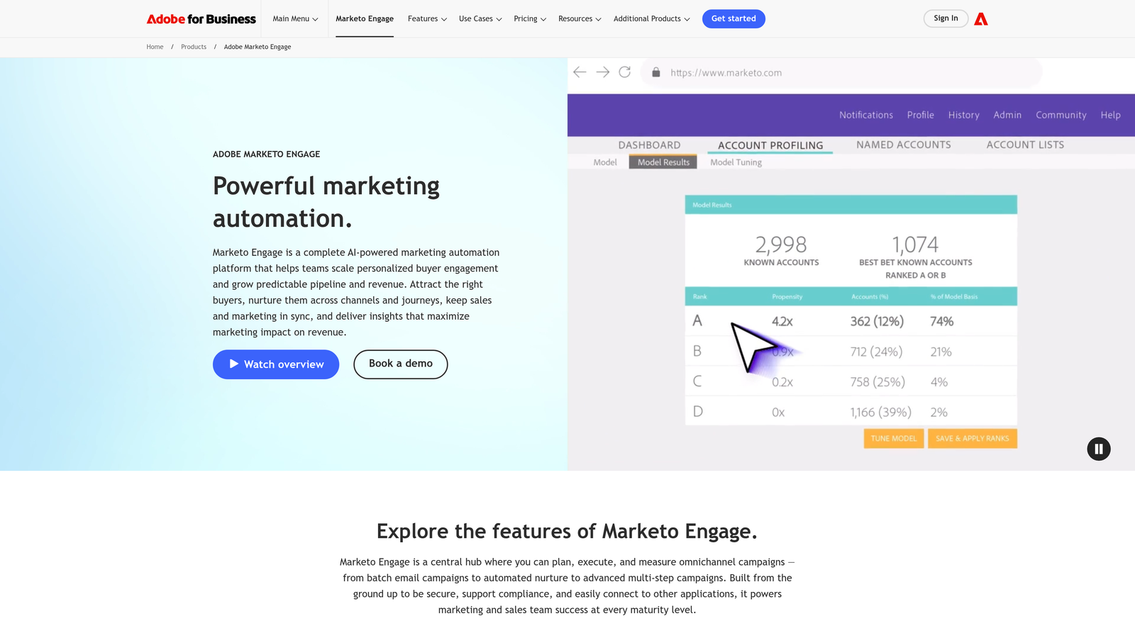 Screenshot of Marketo Engage website