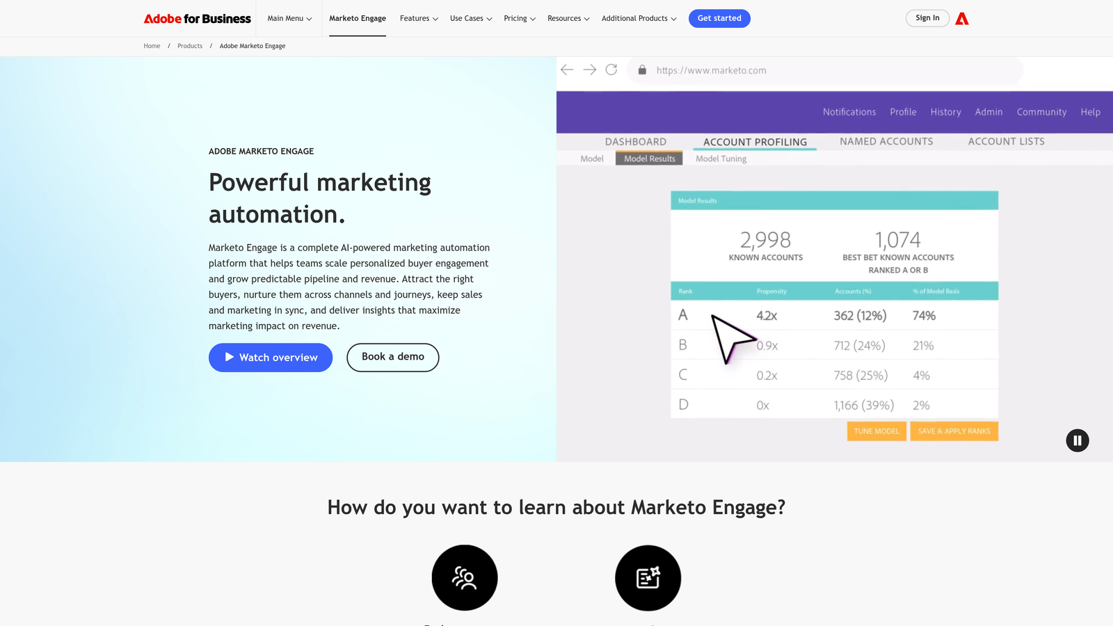Screenshot of Marketo Engage website
