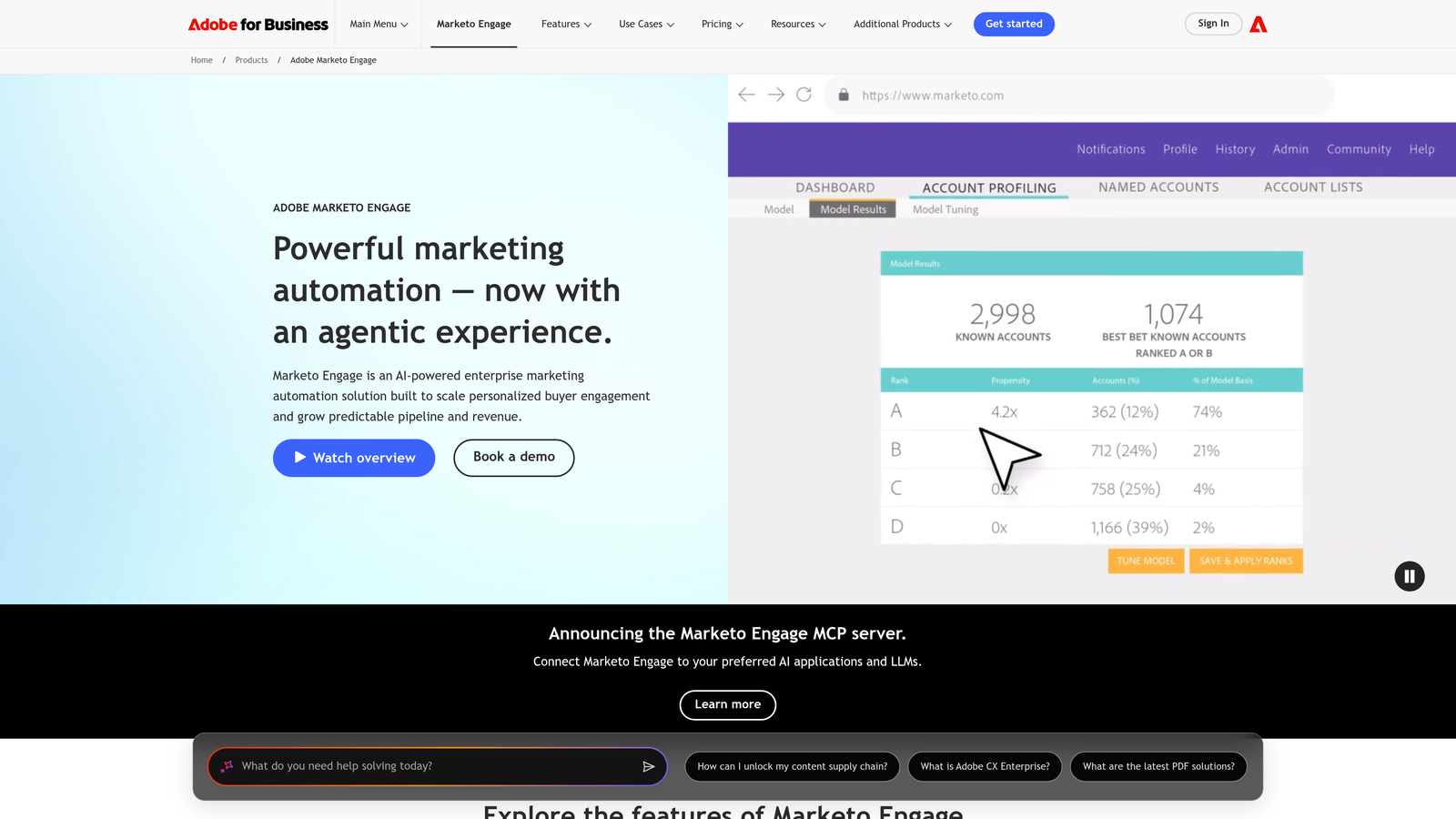 Screenshot of Marketo Engage website