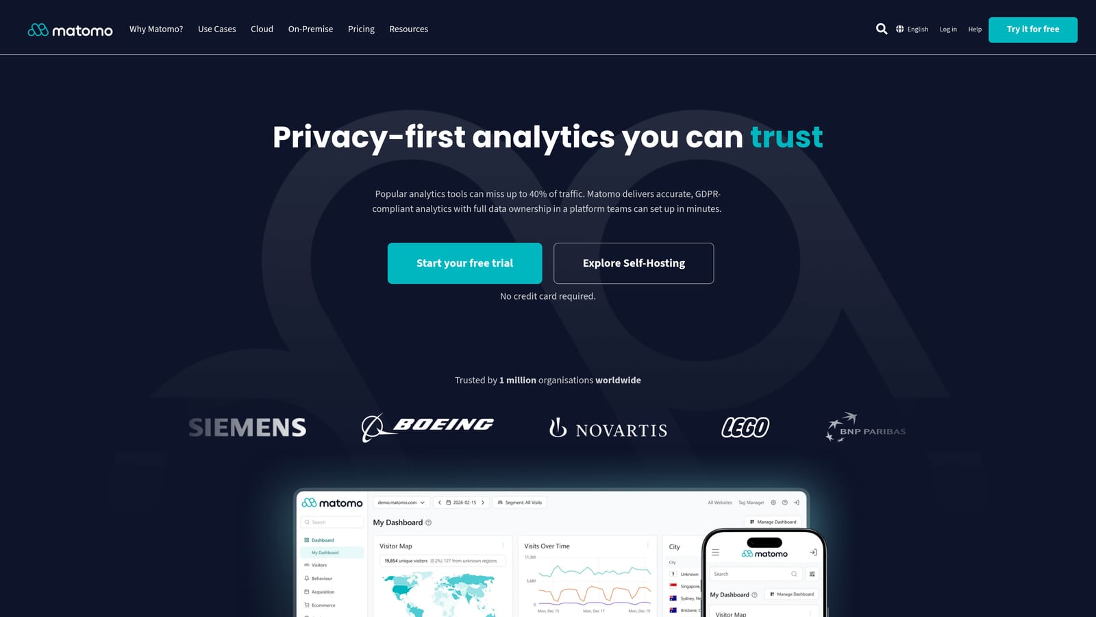 Screenshot of Matomo website