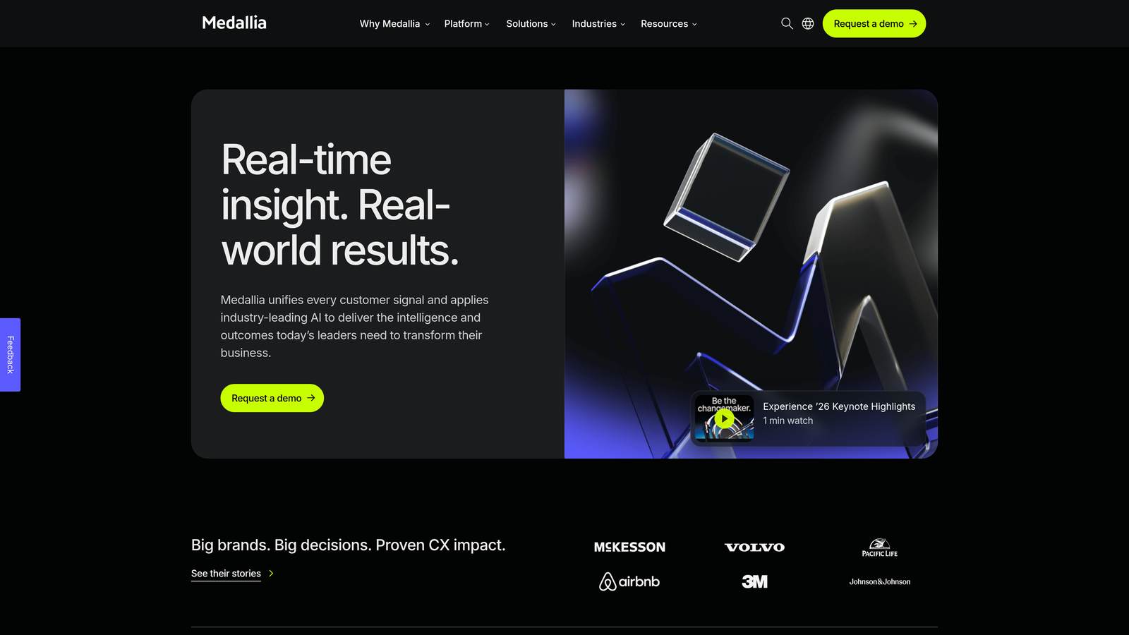 Screenshot of Medallia website