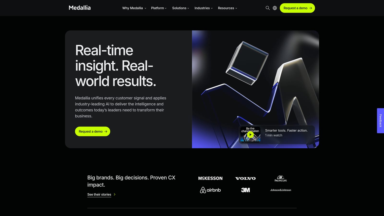 Screenshot of Medallia website