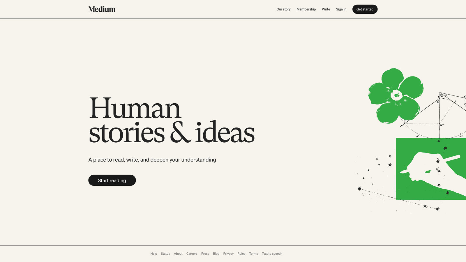 Screenshot of Medium website homepage