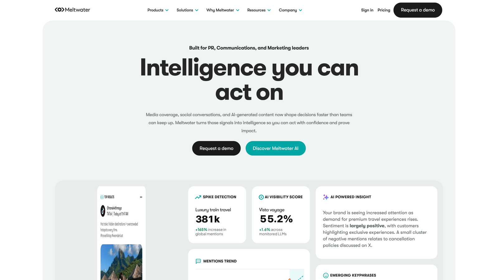 Screenshot of Meltwater website