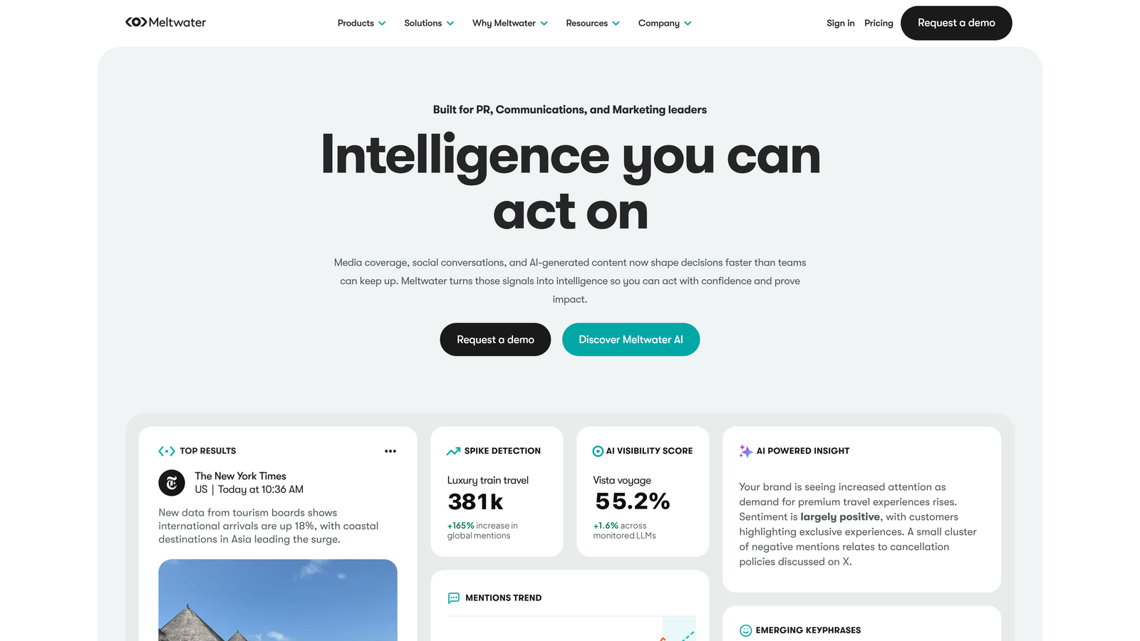 Screenshot of Meltwater website