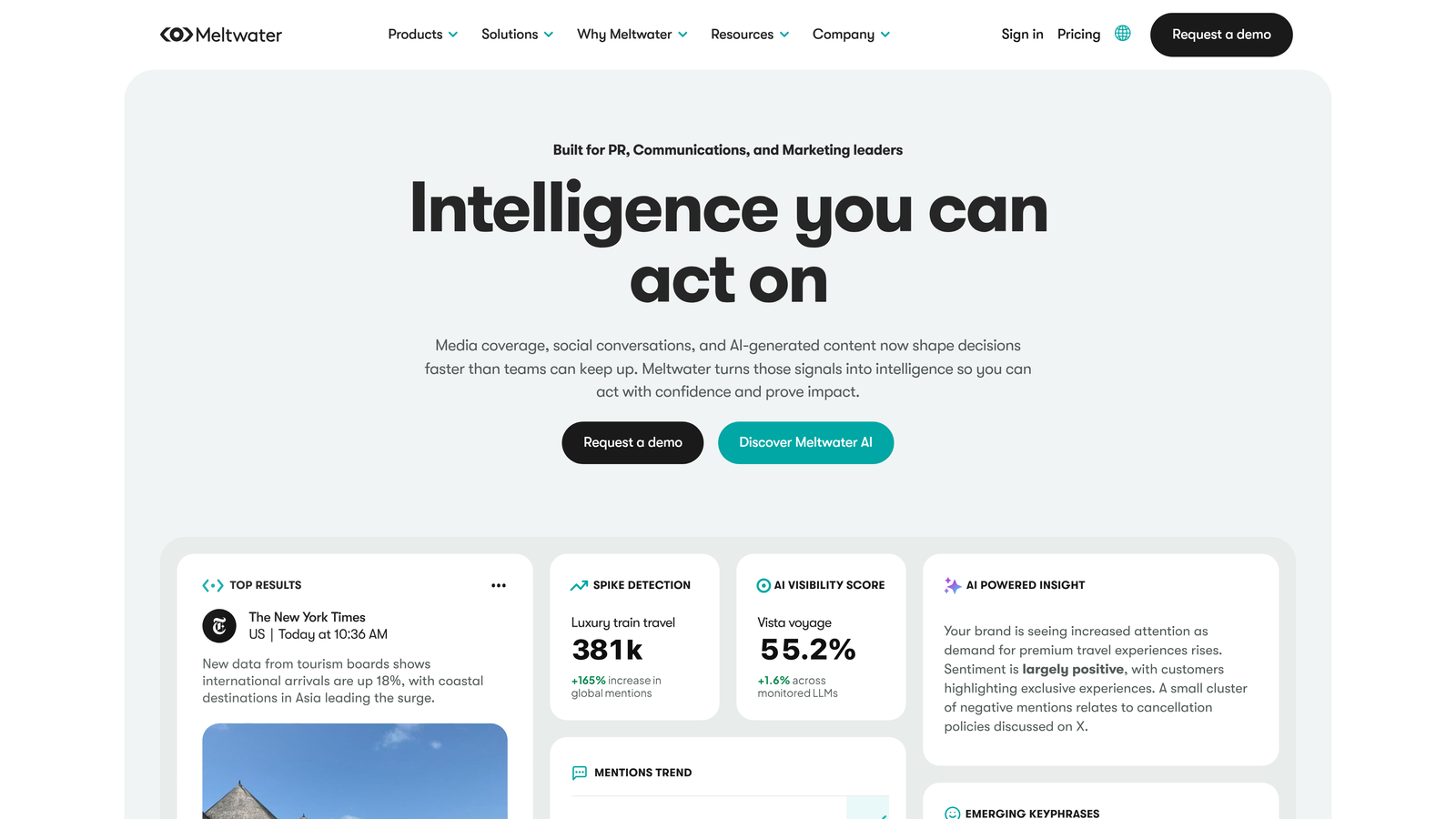 Screenshot of Meltwater website