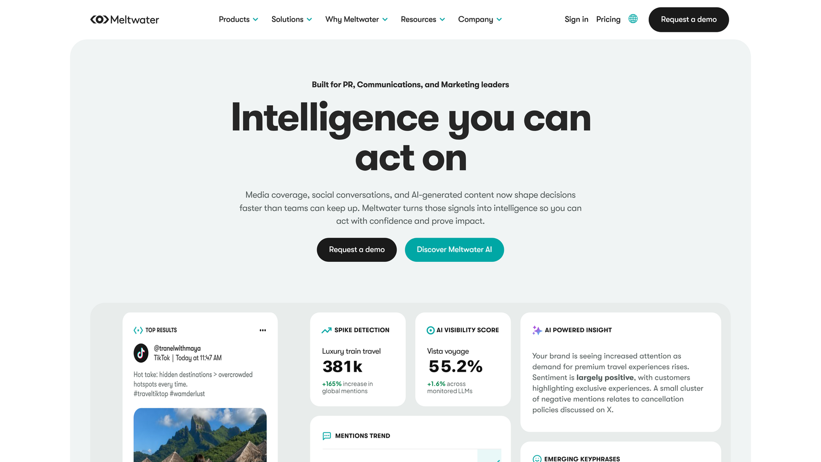 Screenshot of Meltwater website