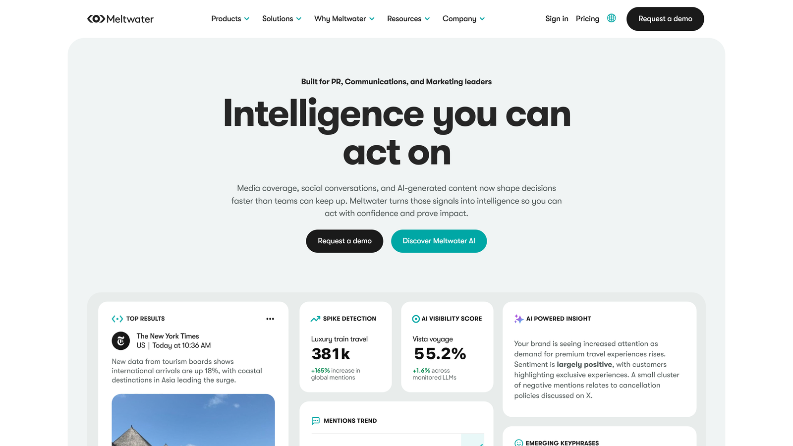 Screenshot of Meltwater website