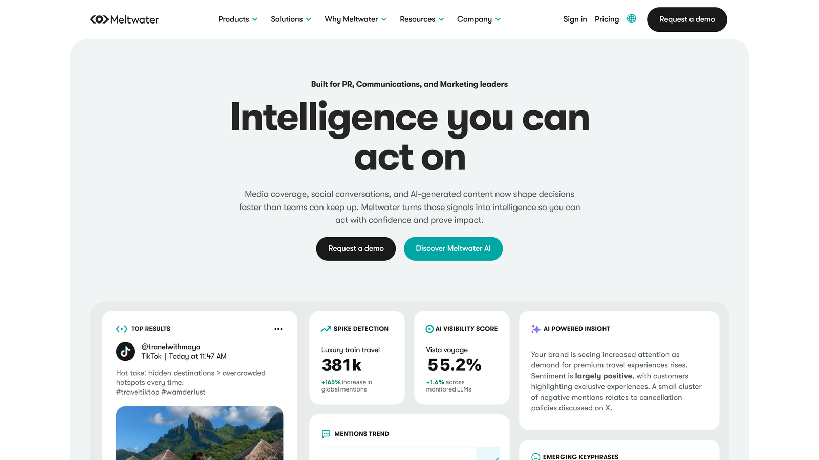 Screenshot of Meltwater website