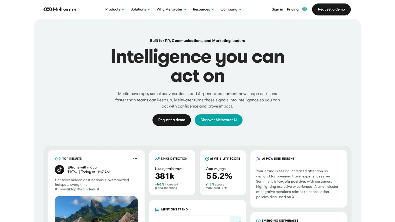 Screenshot of Meltwater website