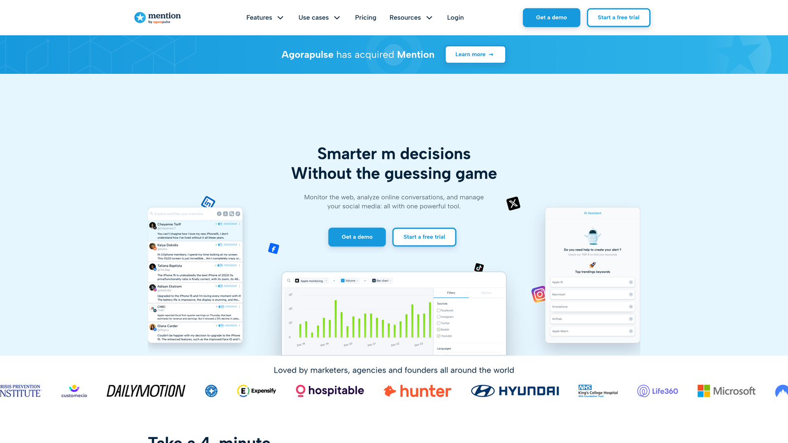 Screenshot of Mention AI Monitor website