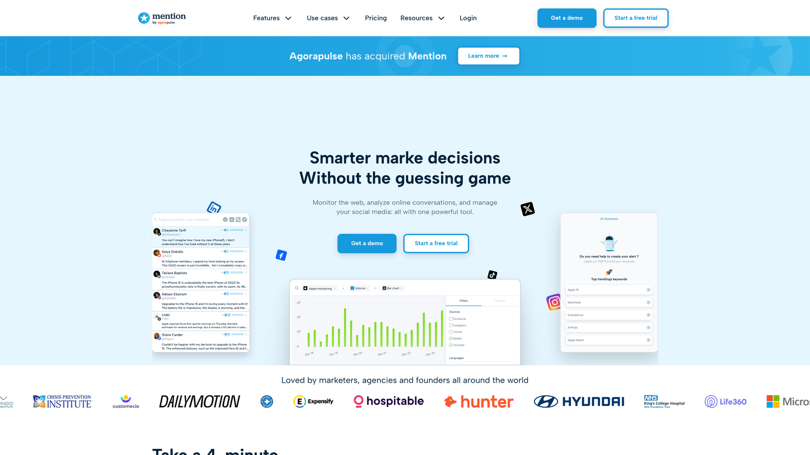 Screenshot of Mention AI Tracker website