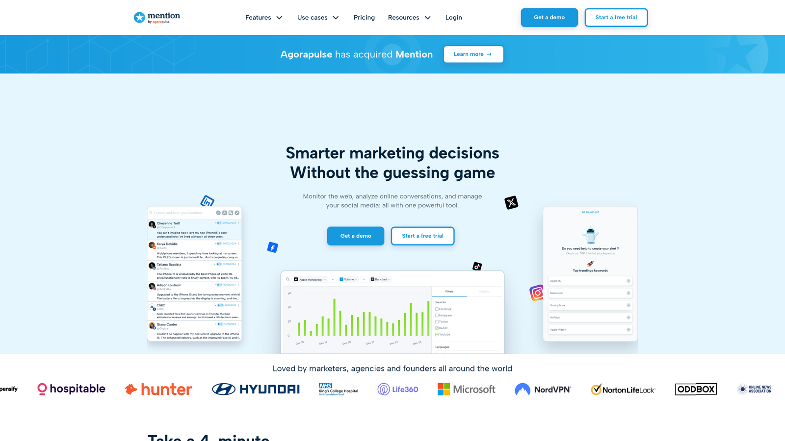 Screenshot of Mention website