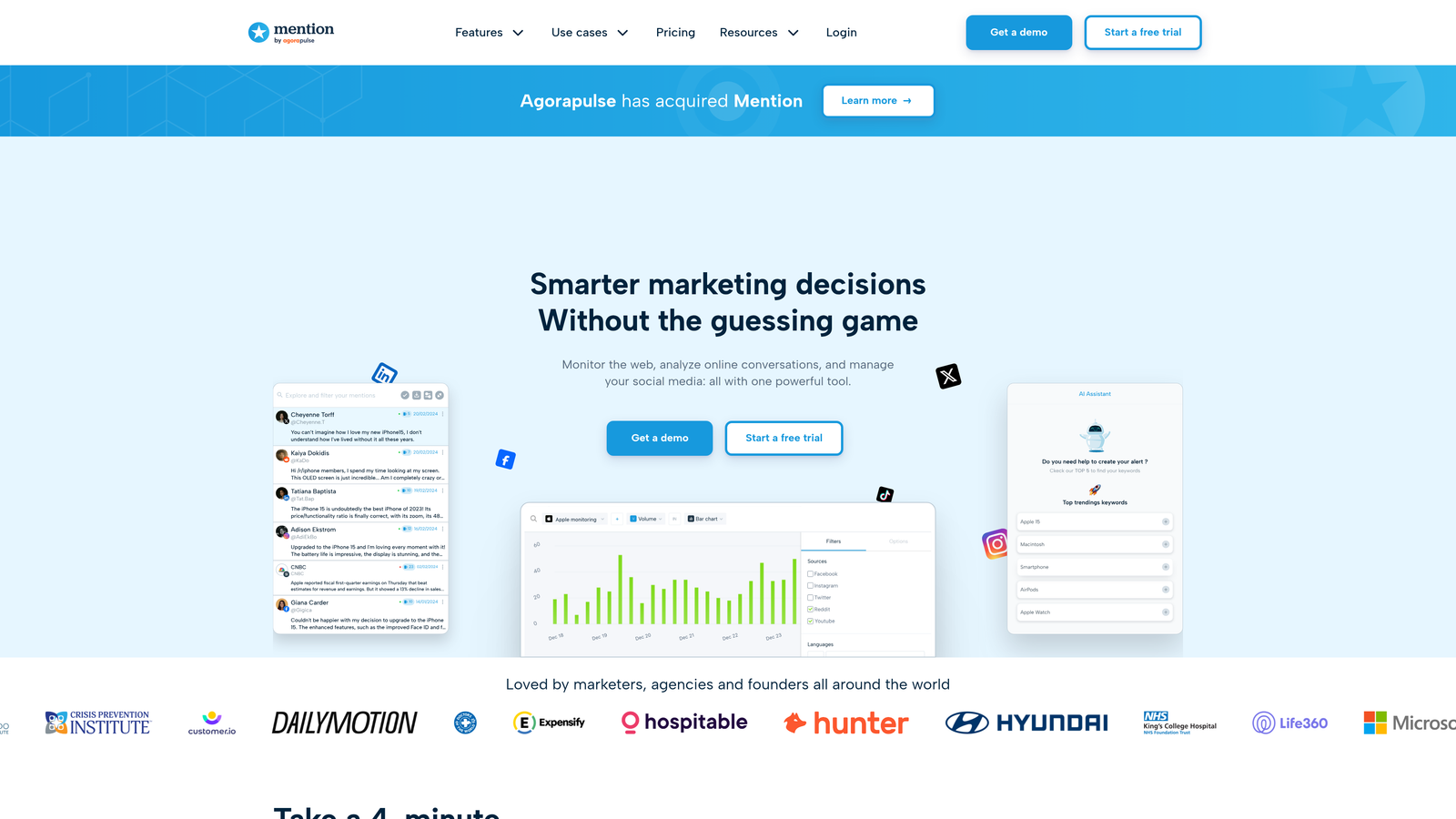 Screenshot of Mention website
